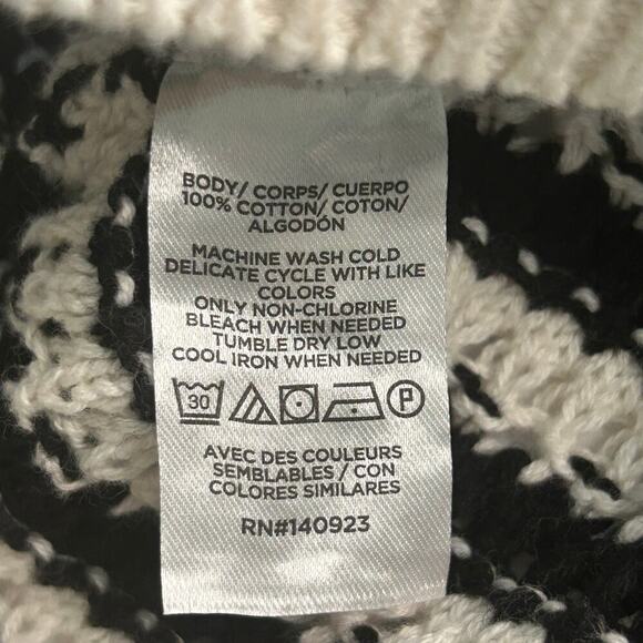 Loft NWT black and off white striped 100% cotton long sleeve sweater M - Picture 6 of 9